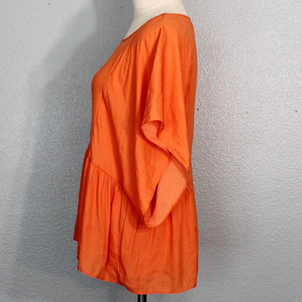 Zara Basic Orange Peasant Top Size Small - image 4